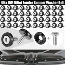 40Pcs Black Billet Aluminum Fender Bumper Washer Bolt Engine Bay Screw Kit JDM