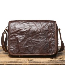 Herren Leder Umhängetasche Vintage Messenger Bag Große Kapazität Schultertasche