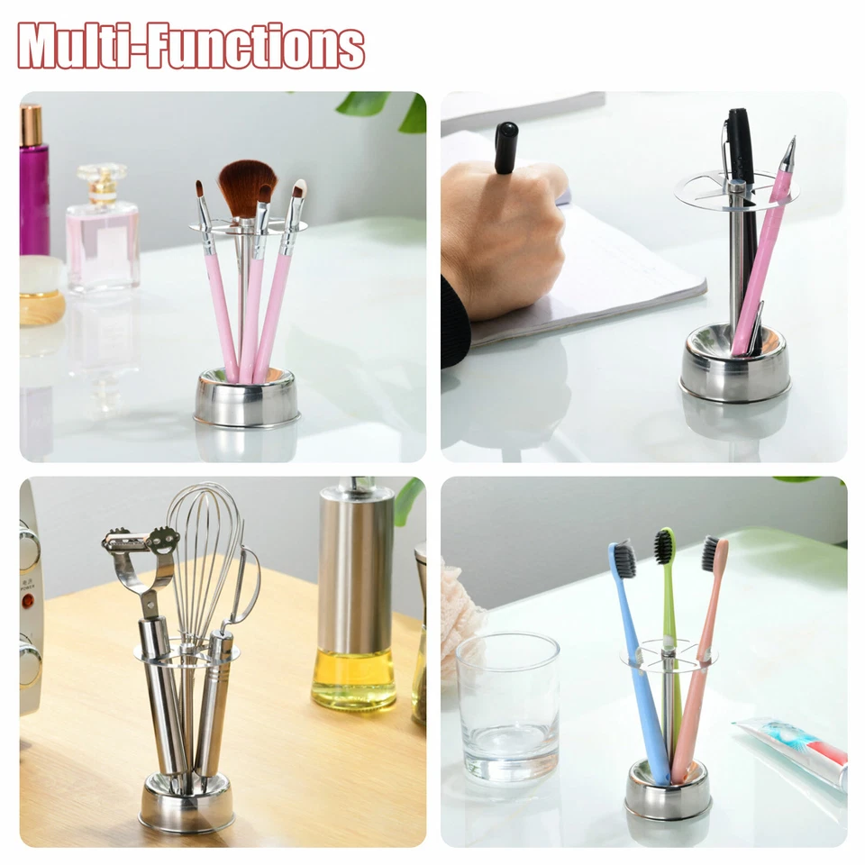 Stainless Steel Toothbrush Holder Toothpaste Stand Bathroom Organizer Freestand - Image 4 of 4
