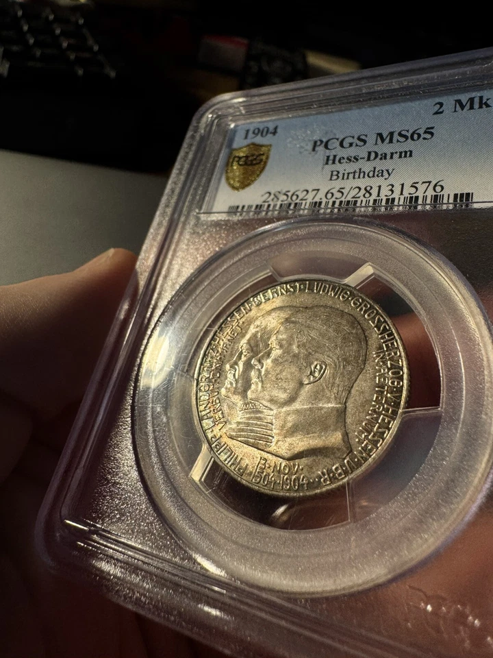1904 Germany 2 Mark Hesse-Darmstadt Birthday 2 Mark PCGS MS65 Subtle Toning - Image 3 of 4