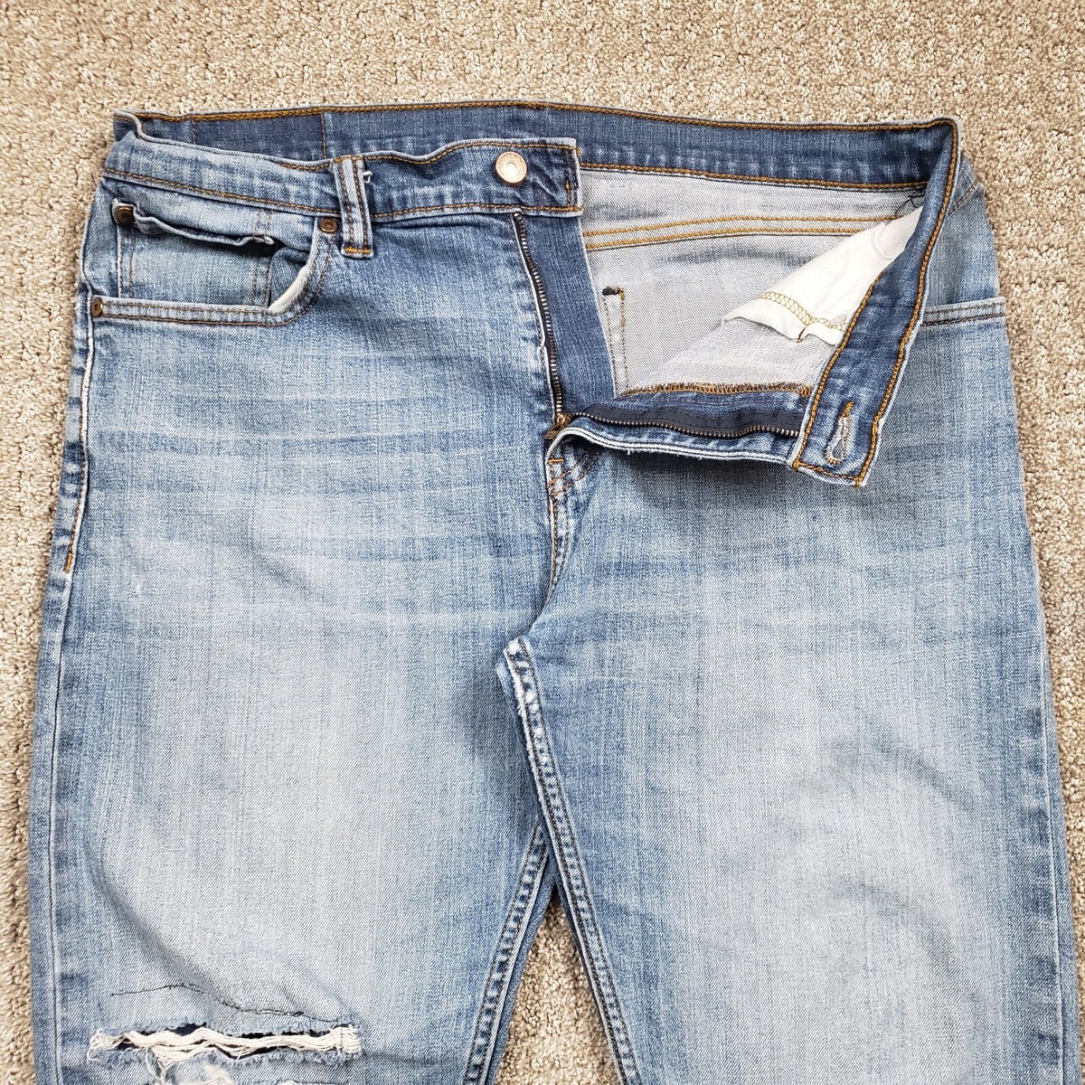 LEVIS 508 Jeans Mens 34x30 Blue Distressed Ripped Grunge Skater