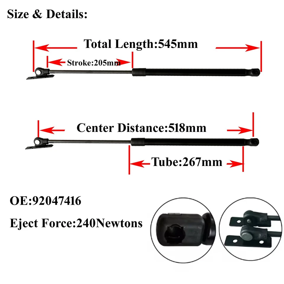 2 Bonnet Gas Struts For Holden Monaro 2001-2005 V2 VZ Series CV6 CV8 R Z Coupe - image 3 of 4