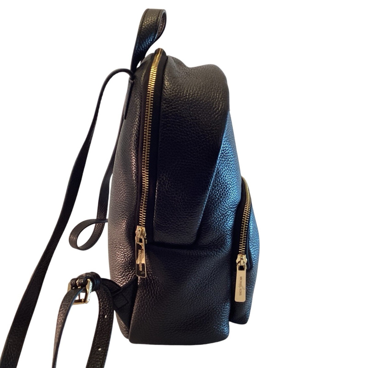 Michael Kors Backpack Erin Black Gold Accents Pebbled  display picture 1