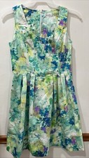 Calvin Klein Green & Blue Patterned Abstract Floral Sleeveless Dress Adult Sz 10
