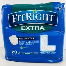Medline Fit Right Extra Disposable Underwear Large 20 Count Moderate Absorbency