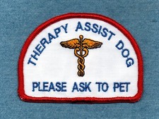 THERAPY ASSIST DOG PLEASE ASK TO PET -Service Dog vest patch - 2.5" x 3.5"