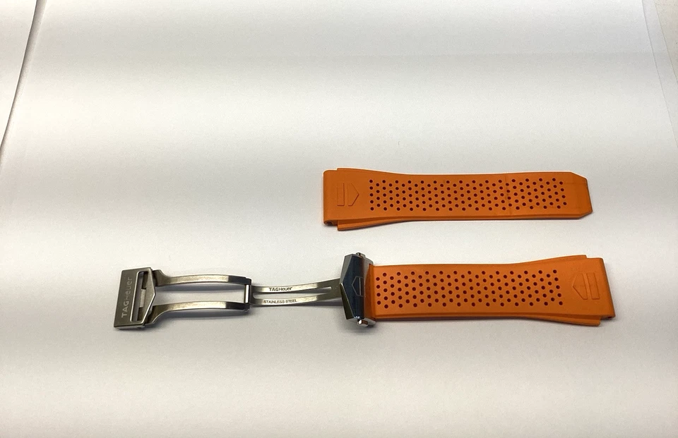 Correa de reloj Tag Heuer FT6217 naranja correa de goma conectada SBR8A FC5090 BT6265 Foto 3 de 4