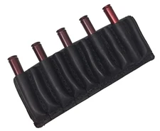 Real LEATHER RIFLE 10 CARTRIDGE CARRIER AMMO SLIDE FITS BOTH CAL. 375/458 Black