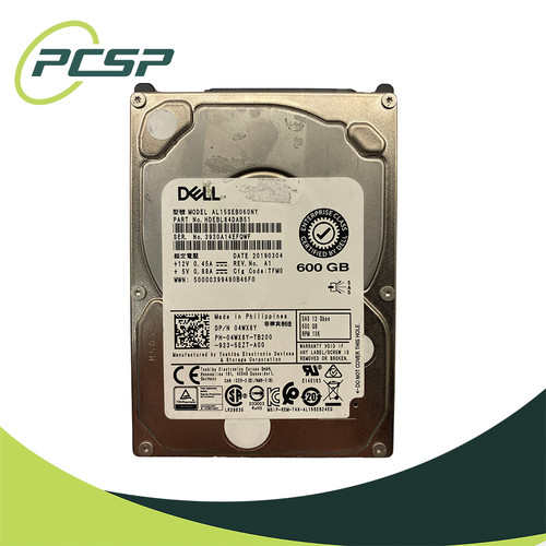 Dell OEM Toshiba AL15SEB060NY 600GB 10K 12Gb/s 2.5" SAS HDD 4WX8Y 512e