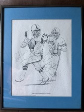 1981 Bert Jones Signed Shell NFL Print Framed Baltimore Colts Autograph Rare