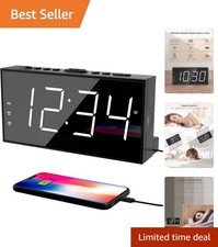 Modern LED Alarm Clock with Dual Alarms, Dimmable Display  USB Charging Port