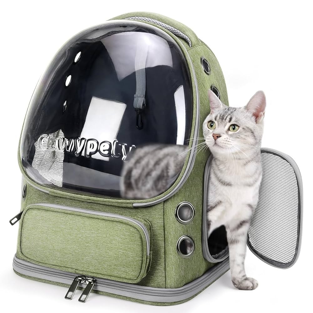 Mochila de viaje transparente transpirable para mascotas gatos perros pequeños