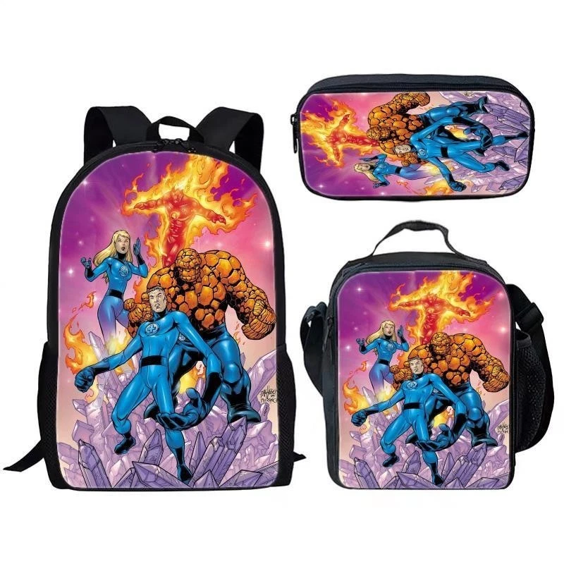 The Fantastic Four School Backpack Insulated Lunch Bag Rucksack Pencil Case Gift