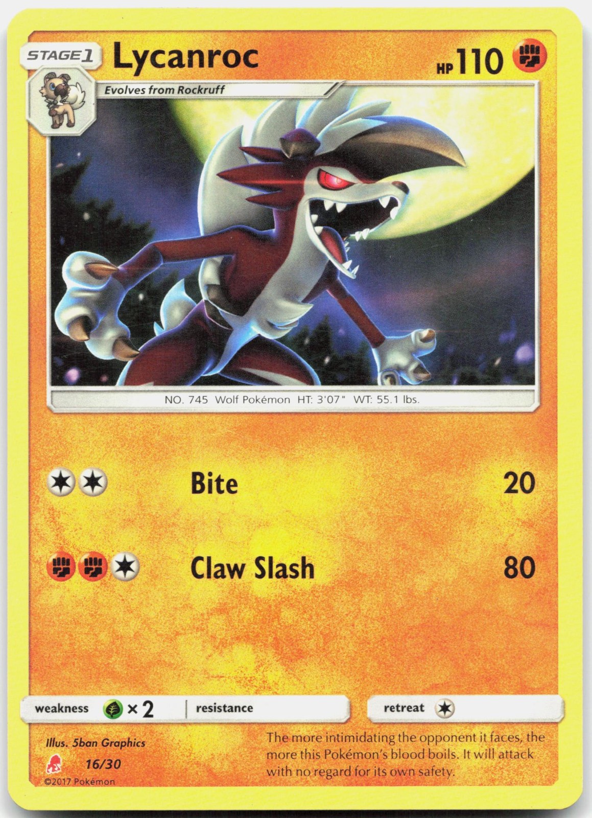 Lycanroc (#16/30 Non-Holo) SM Trainer Kit: Lycanroc & Alolan Raichu LP Pokemon