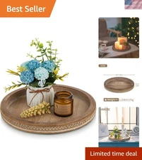 Versatile Decorative Wooden Tray: Rustic Beaded Holder for Living Room & Kitchen