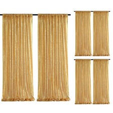 Gold Sequin Backdrop Curtains 2ftx8ft Glitter Party Backdrop 6 Pieces Sparkly...