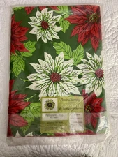 Vintage Christmas Flower Tablecloth Poinsettia 60x104 Rectangular NEW!
