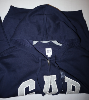 GAP 218871 Men's Sz M Navy Blue Relaxed Full Zip Gap Arch Logo