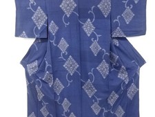 7311518: JAPANESE KIMONO / ANTIQUE KIMONO / TSUMUGI / WOVEN ABSTRACT FLORAL ARAB