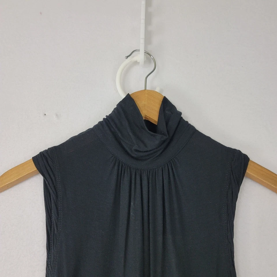 Vestido maxi novo com etiquetas Miss Sixty vintage preto sem mangas gola alta Zoelie tamanho pequeno - Imagem 3 de 4