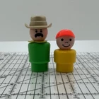 Vintage Fisher Price Little People Green Man Zookeeper 916 Orange Hat Boy