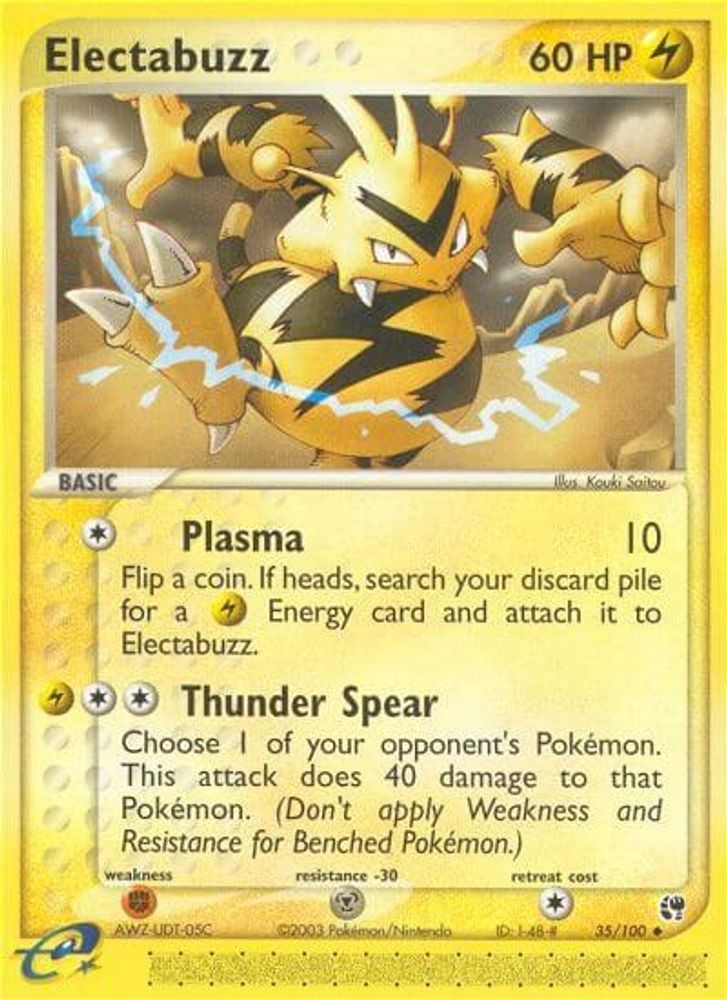 2003 Pokemon: Sandstorm - Electabuzz (#35/100, Uncommon, Heavily Played)