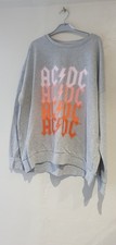 PRETTY GREY PINK AC/DC Womens Sweatshirt Crew Neck SIZE 16 ACDC