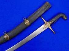 Antique 18 Century Turkish Middle East Damascus Wootz Shamshir Sword w/ Scabbard