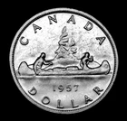 1957 silver dollar of Canada superb AU coin super details low mintage