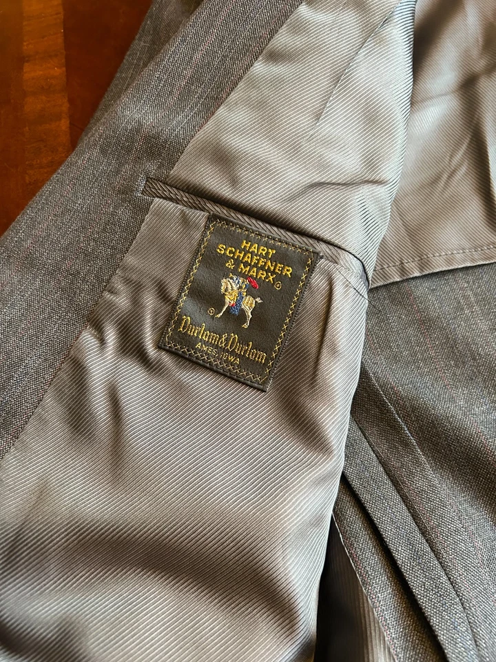 Traje y pantalón Hart Schaffner & Marx gris 2 botones 44R 38x30 pura lana virgen Foto 2 de 4