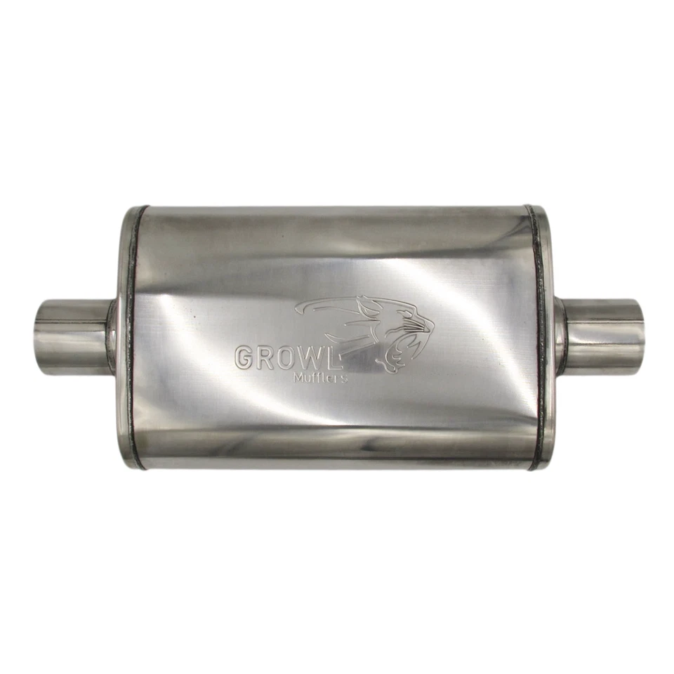 2.5" Inch Muffler 10x4x14 Oval 409 Polished Stainless Steel Centre/Centre