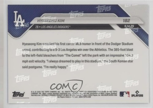 Topps Now 2025/15366 Hyeseong Kim #182 Rookie RC - Imagen 2 de 7