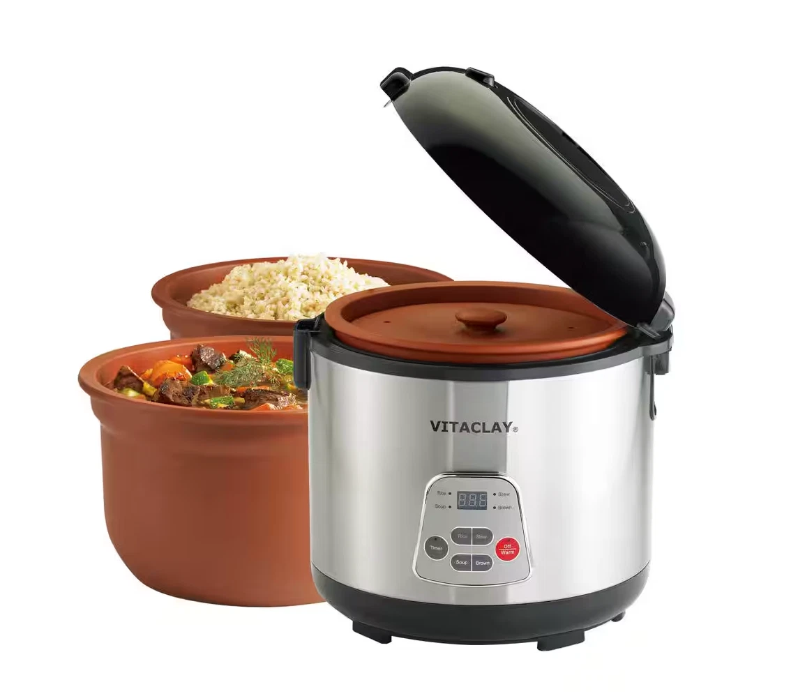 VITACLAY Rice Slow Cooker 2-in-1 Clay Pot 3 Qt 6-Cup Capacity Versatile Cooking