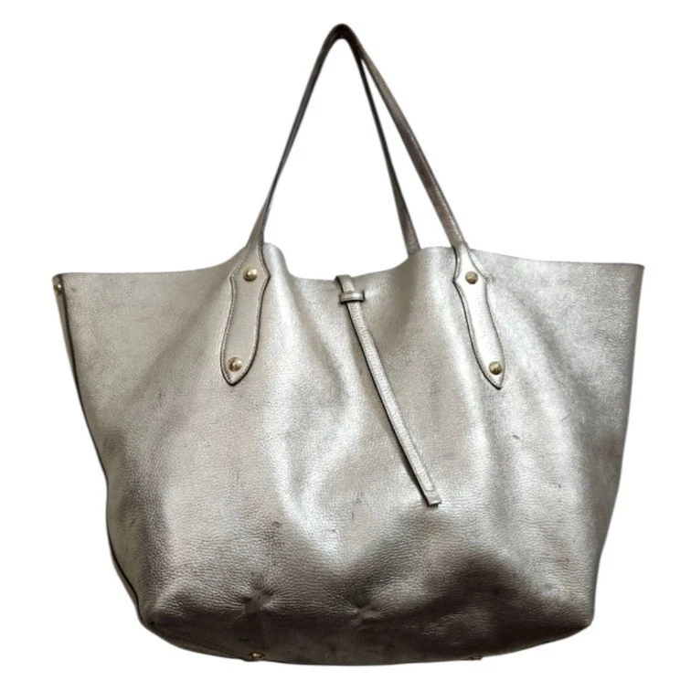 Bolsa tote Annabel Ingall Isabella grande de couro metálico - Imagem 2 de 4