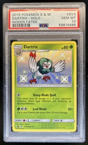 2019 Pokemon SM Hidden Fates Dartrix #SV3/SV94 PSA 10 GEM MINT