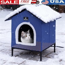 Heated Cat House Thermostatically Controlled Cozy Shelter Indoor Outdoor Durable