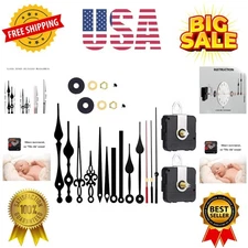 2 Pieces Silent Clock Movement Mechanism Long and Short Shaft with 6 Differen...