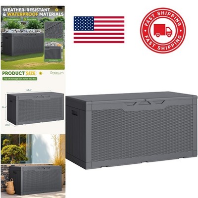 100 Gallon Deck Box with Lid Lockable Waterproof for Patio and Garden Tools