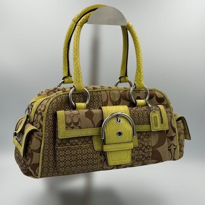 Coach Soho Patchwork Handbag Turnlock Yellow #QY2DJ6