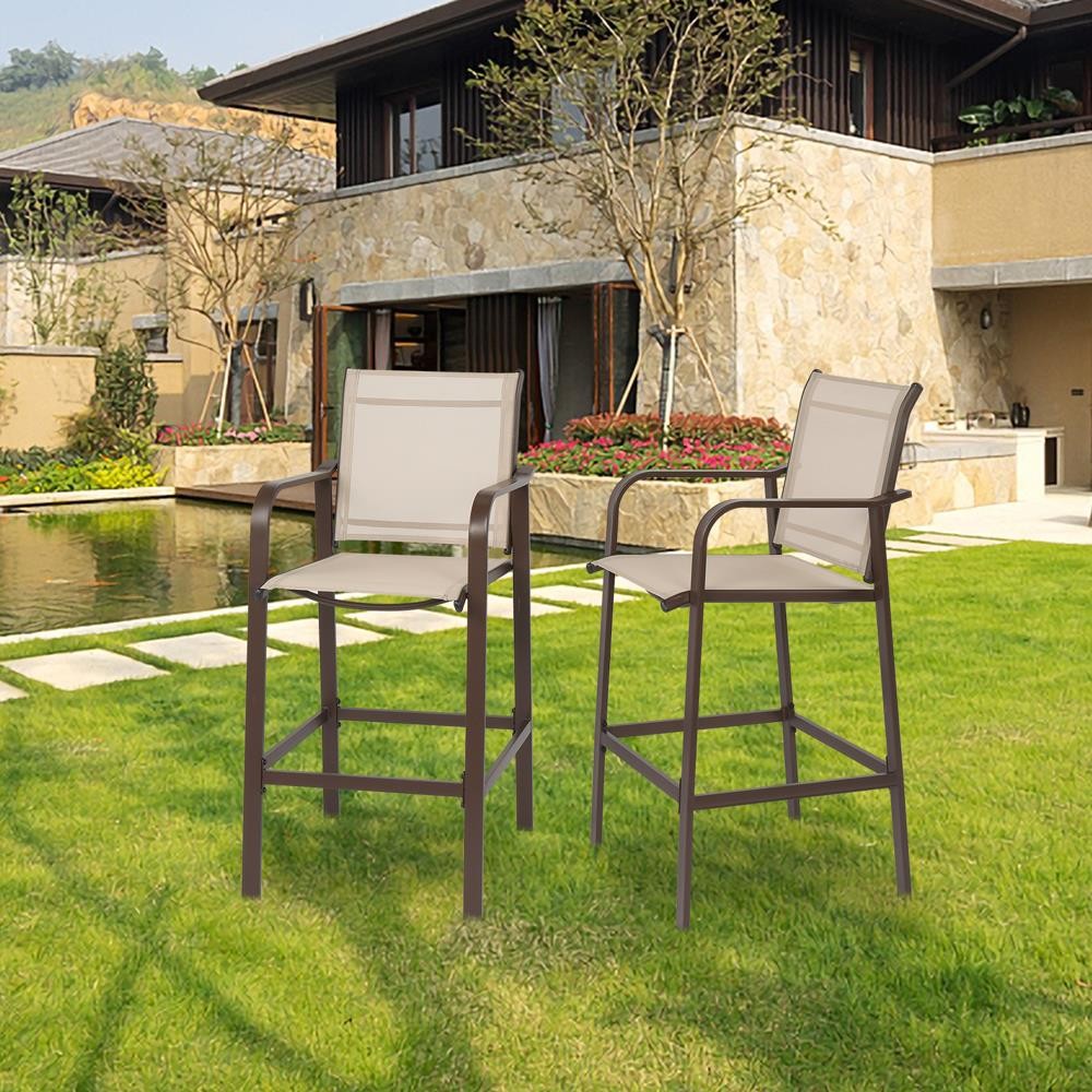 Patio Bar Stools Set of 4 Counter Height Barstools Outdoor Bar Chairs w/Backrest