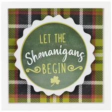 Let the Shenanigans Begin St. Patrick'S Day Framed Wall Sign-6 In.-Green Plaid