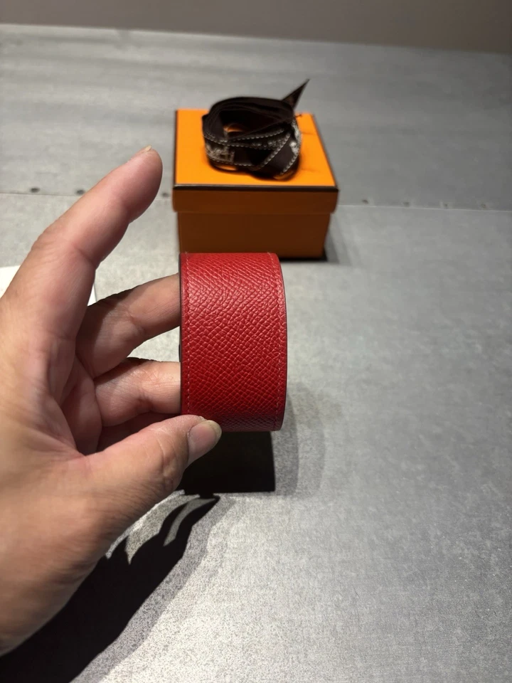 Auténtica pulsera HERMES Kelly, Epsom Rouge Casaque, GHW Foto 4 de 4