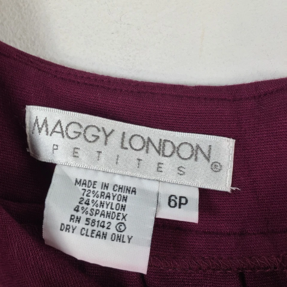 Vestido Maggy London Mujer US 6 aus 10 Granate Mini Manga Corta 120729 Foto 3 de 4