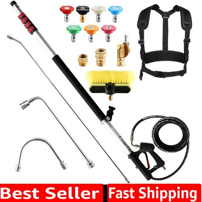 #ad 24 FT Telescoping Pressure Washer Wand Power Washer Extension Wand with Brus... $227.99