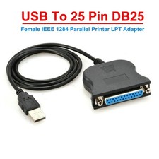 New USB to IEEE 1284 DB25 25-Pin Parallel Printer Female Adapter Cable Cord