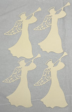 4 Cream Angel Die Cut Scrapbook Embellishment Blowing Trumpet