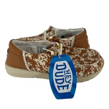 Hey Dude Wendy Funk Animal Tan Multi Cow Print Slip On Loafers 43695-2UG Size 6