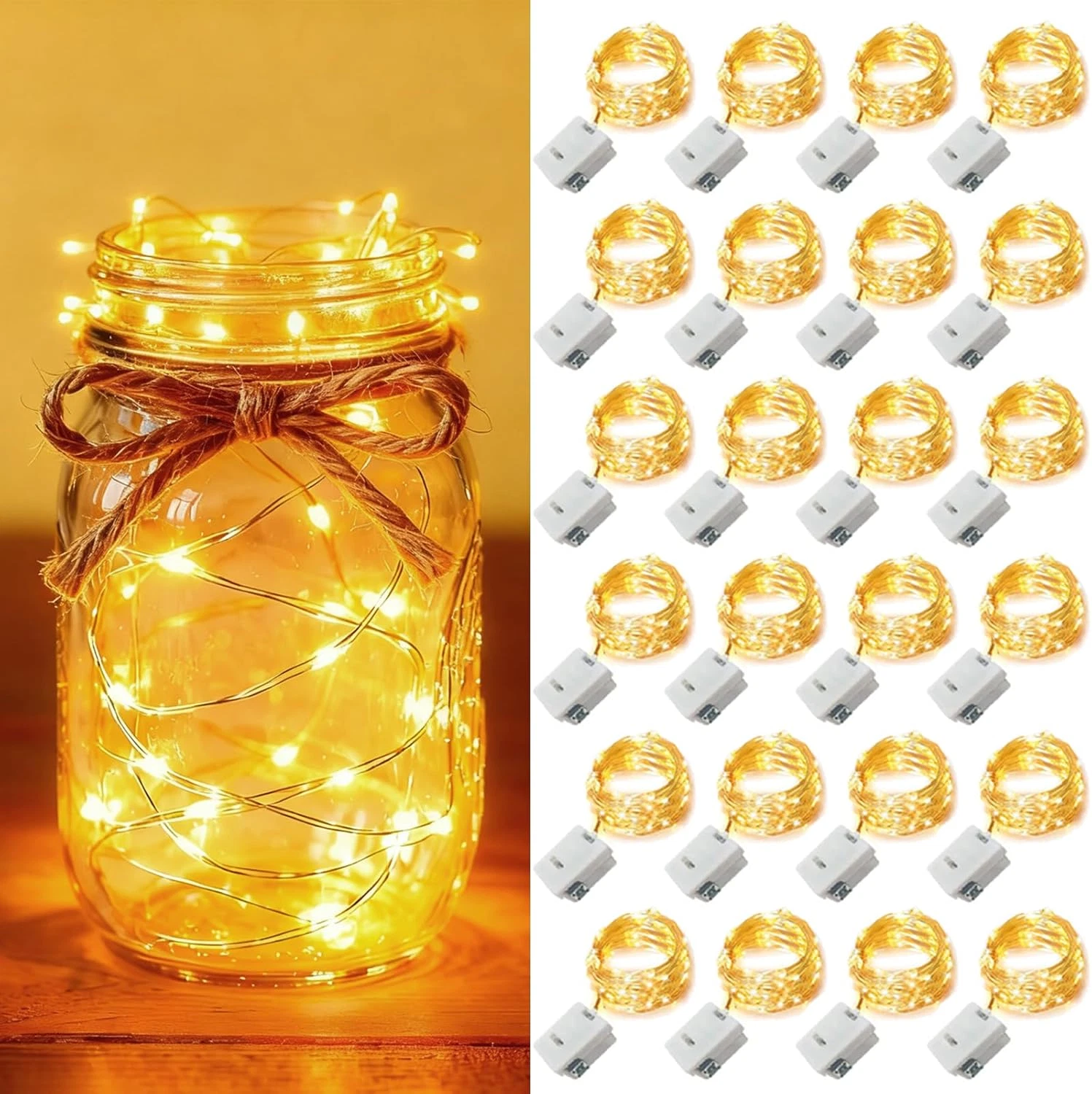 24 Pack Fairy Lights Battery Operated [3 Modes] 7Ft 20 LED Mini Twinkle String L