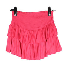 MUSTARD SEED Hot Pink SILKY Ruffle SMOCKED WAIST Pullon MINI SKIRT Mallcore M