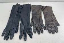 Lot of 2 VTG Leather Gloves Women  s Size 7 Van Raalte Black  Brown Pair